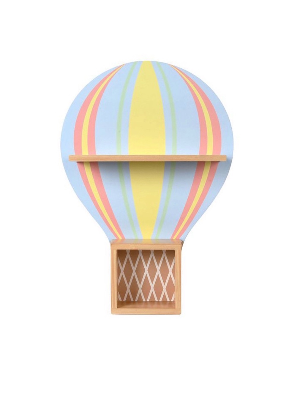 The Big One Hot Air Balloon Wall Shelf in Blue, Yellow, Coral, Lime